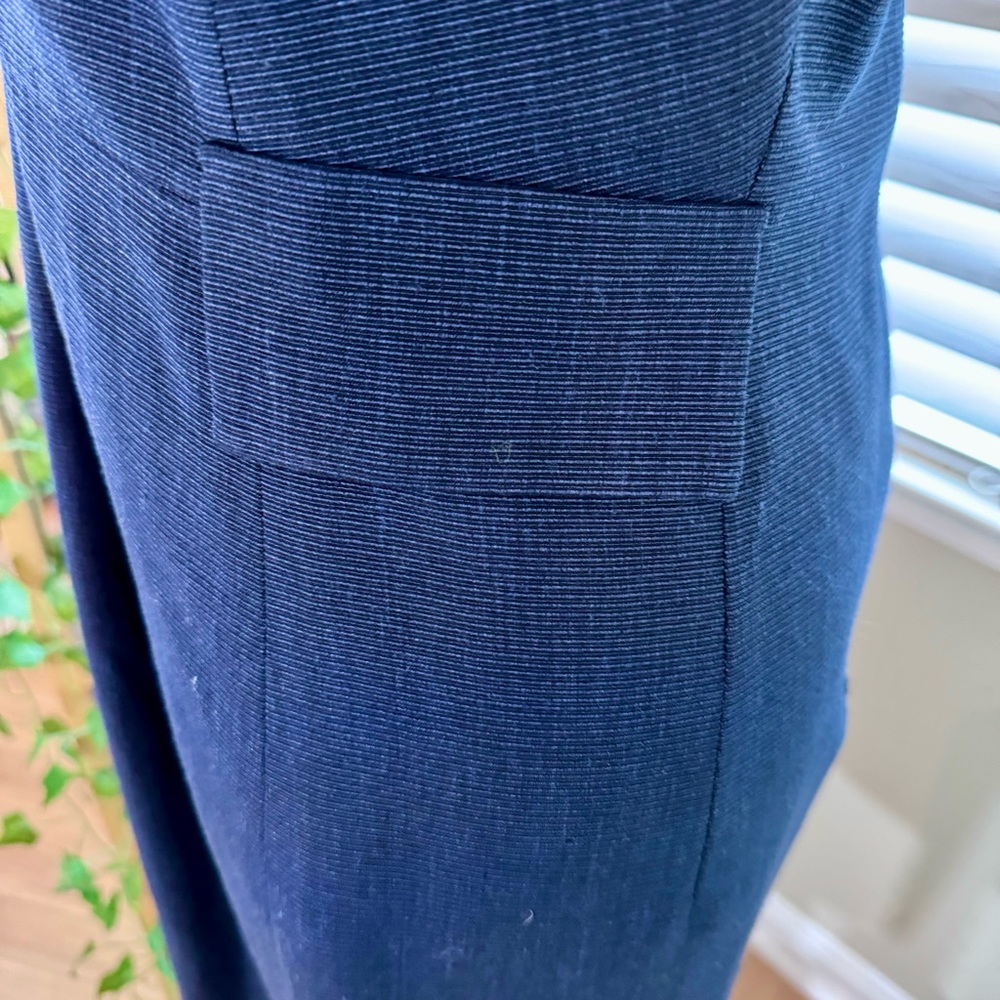 Akris Navy Blue Square-neck Sheath Dress Wool & Silk Blend Size 8 - Picture 5 of 8